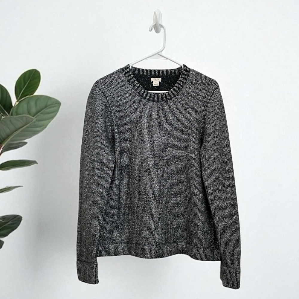 J.Crew Women's Lurex Wool Gray Sweater Crewneck Size XL